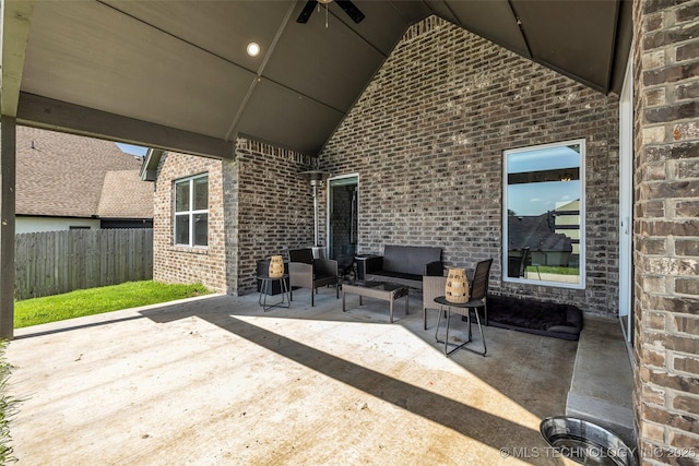 25133 Shade Tree Pl, Claremore, OK 74019 - view of patio / terrace featuring a ceiling fan and an outdoor hangout area