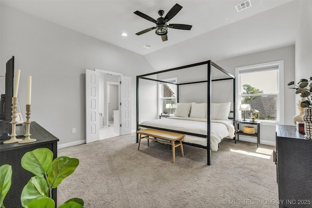 25133 Shade Tree Pl, Claremore, OK 74019 - carpeted bedroom with lofted ceiling and ceiling fan
