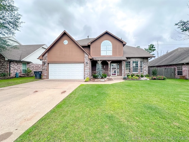 7515 S 108th E Ave, Tulsa, OK 74133 - traditional-style house with an attached garage, a front yard, and driveway
