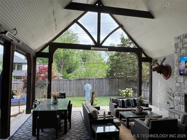 2920 E 27th Pl, Tulsa, OK 74114 - fenced backyard featuring outdoor lounge area, outdoor dining area, a patio area, and a gazebo
