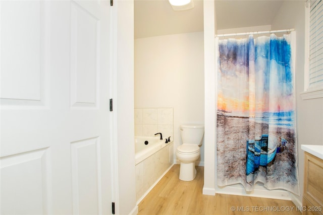 416434 Lakeside, Checotah, OK 74426 - bathroom featuring wood finished floors, a garden tub, and vanity