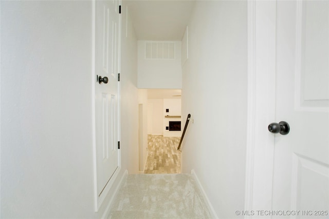416434 Lakeside, Checotah, OK 74426 - hall featuring carpet and an upstairs landing