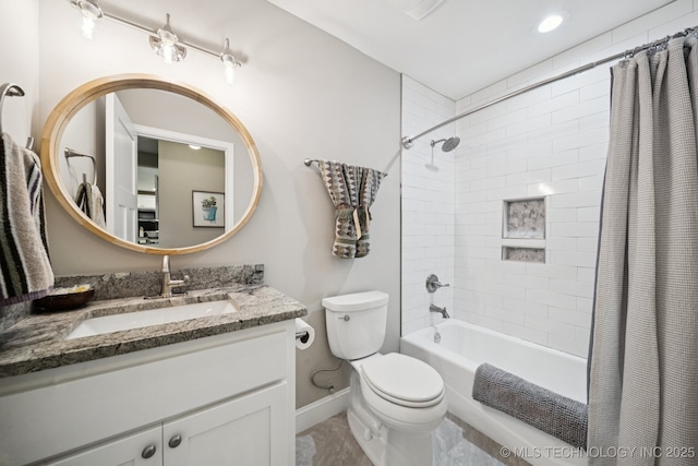 7705 S 232nd E Ave, Broken Arrow, OK 74014 - full bathroom with vanity, shower / tub combo, recessed lighting, and marble finish flooring