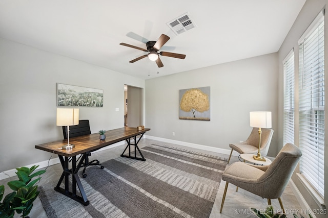 7705 S 232nd E Ave, Broken Arrow, OK 74014 - office area with a ceiling fan and baseboards