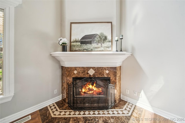 12916 E 181st St S, Bixby, OK 74008 - detailed view of a tiled fireplace and baseboards