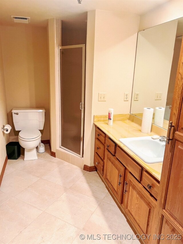 56701 E 310th Rd Unit 712, Afton, OK 74331 - full bath with vanity, a shower stall, and tile patterned floors