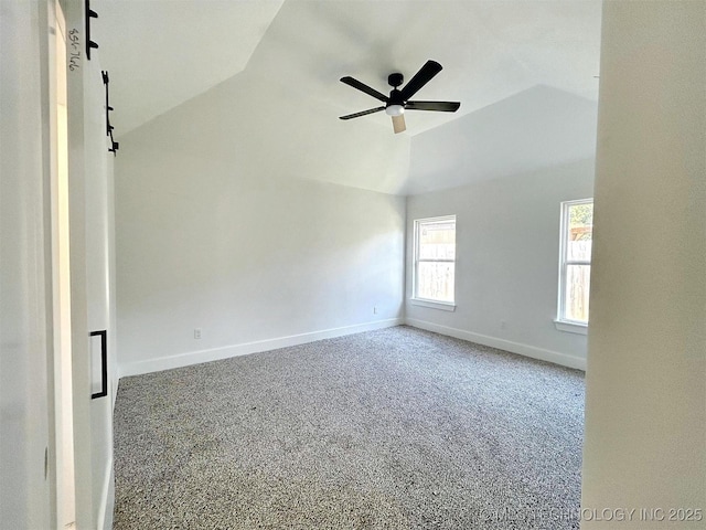 2005 N Alora Ave, Tahlequah, OK 74464 - empty room featuring lofted ceiling, ceiling fan, and carpet floors