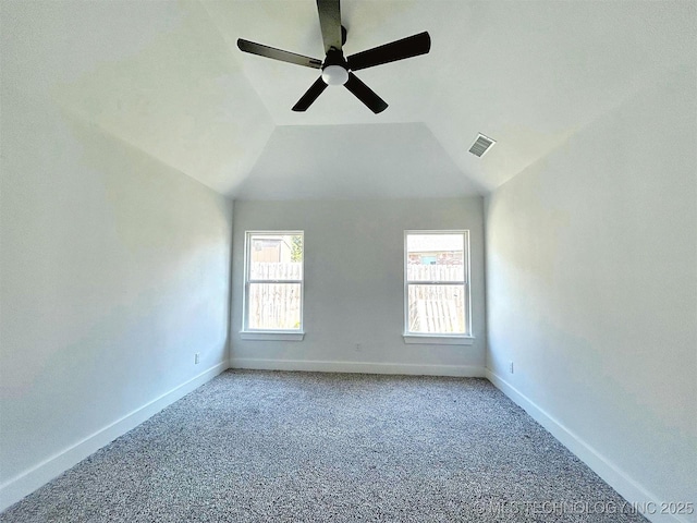 2005 N Alora Ave, Tahlequah, OK 74464 - unfurnished room featuring a ceiling fan, carpet, and lofted ceiling