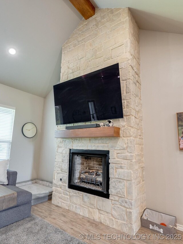 12349 County Road 3571, Ada, OK 74820 - living area featuring a fireplace and wood finished floors