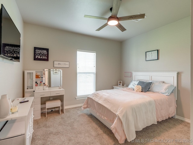 12349 County Road 3571, Ada, OK 74820 - bedroom with light carpet and ceiling fan