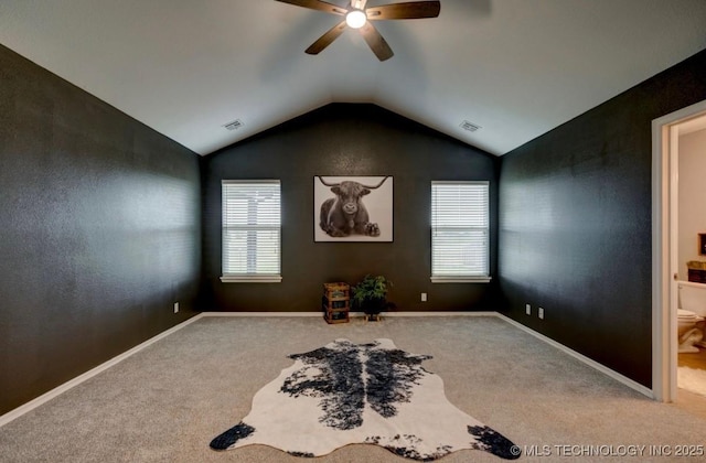 11001 N 146th E Ave, Owasso, OK 74055 - interior space with a ceiling fan and lofted ceiling
