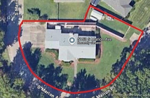 5153 S Marion Ave, Tulsa, OK 74135 - map of property location featuring property boundaries highlighted