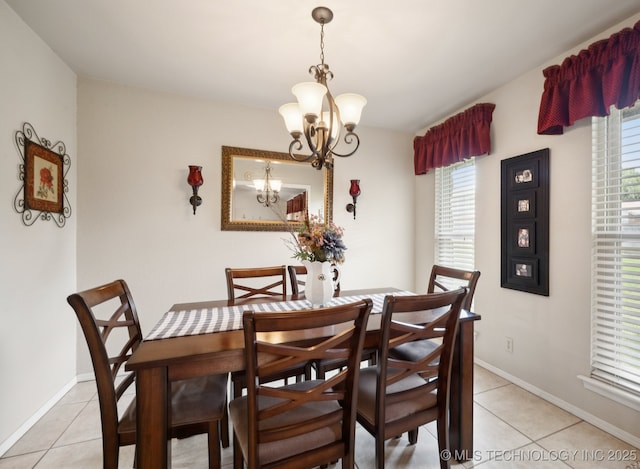 2807 W Atlanta Pl, Broken Arrow, OK 74012 - dining room featuring light tile patterned floors, a chandelier, and plenty of natural light