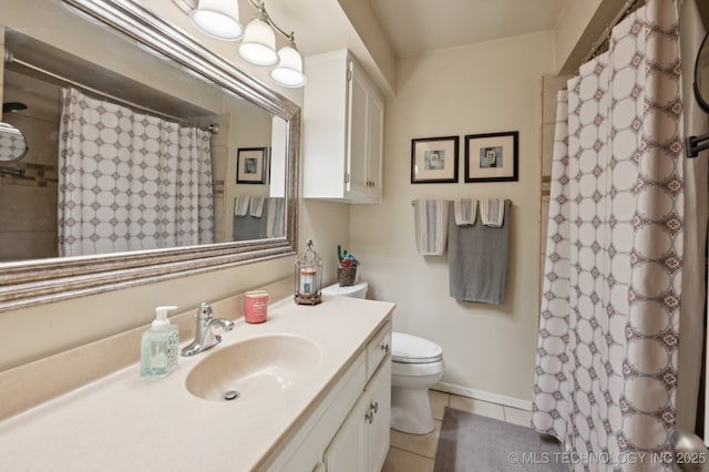 2807 W Atlanta Pl, Broken Arrow, OK 74012 - bathroom with tile patterned floors, vanity, and a shower with shower curtain