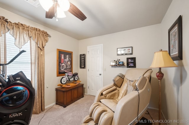2807 W Atlanta Pl, Broken Arrow, OK 74012 - sitting room with light colored carpet and ceiling fan