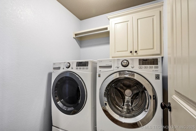 1854 E 137th Pl, Glenpool, OK 74033 - laundry room with washing machine and clothes dryer and cabinet space