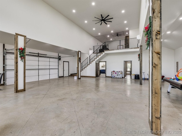 11446 Mary Knox Dr, Beggs, OK 74421 - garage featuring recessed lighting and a ceiling fan