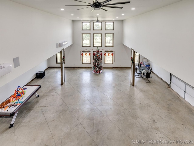 11446 Mary Knox Dr, Beggs, OK 74421 - basement with ceiling fan, recessed lighting, and tile patterned floors