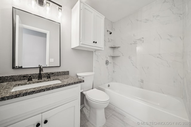 2712 S Fir Ave, Broken Arrow, OK 74012 - bathroom featuring vanity, marble look tile flooring, and bathing tub / shower combination