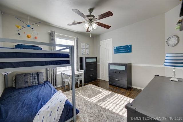 124 W 125th Ct S, Jenks, OK 74037 - bedroom with wood finished floors and ceiling fan