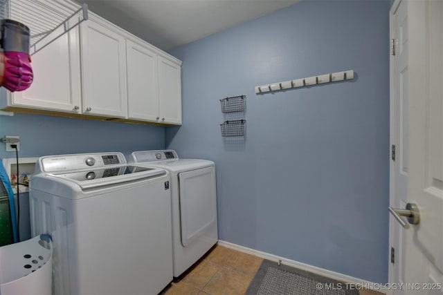 124 W 125th Ct S, Jenks, OK 74037 - laundry area featuring washer and clothes dryer, cabinet space, and light tile patterned flooring