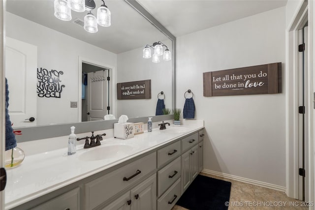 2611 S 15th Pl, Broken Arrow, OK 74012 - bathroom with double vanity and tile patterned flooring