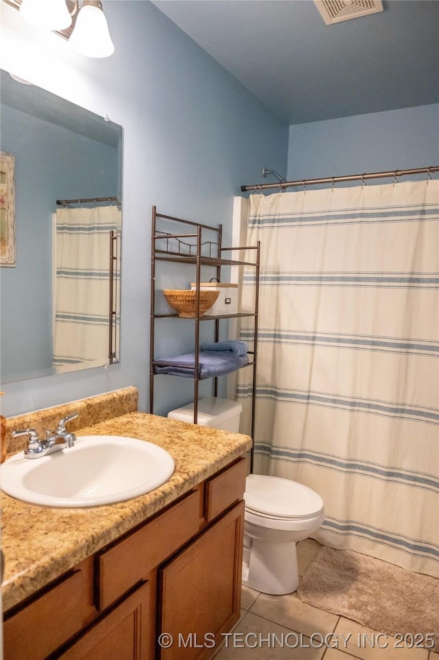 1330 Panther Ln, Sapulpa, OK 74066 - bathroom featuring vanity, tile patterned flooring, and a shower with shower curtain