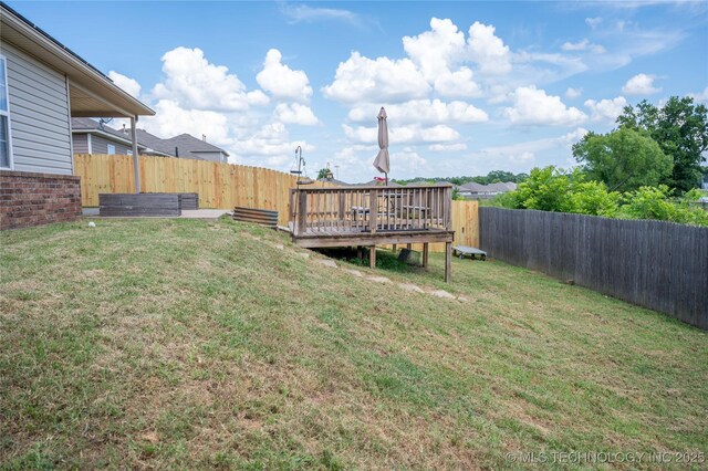1330 Panther Ln, Sapulpa, OK 74066 - fenced backyard with a deck