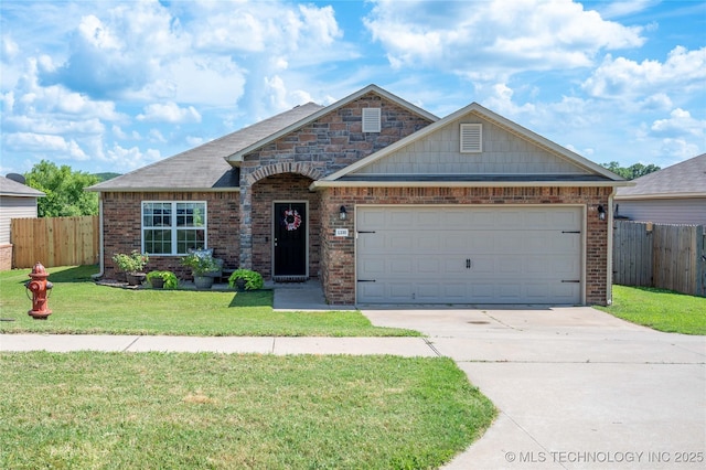 1330 Panther Ln, Sapulpa, OK 74066 - view of front facade featuring concrete driveway, brick siding, and an attached garage