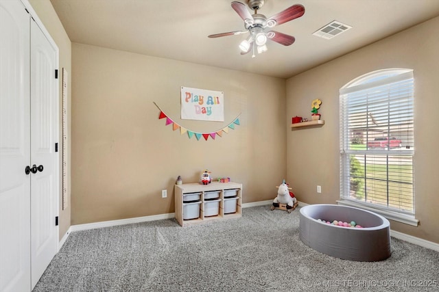 1801 E Montgomery St, Broken Arrow, OK 74012 - rec room featuring carpet and ceiling fan