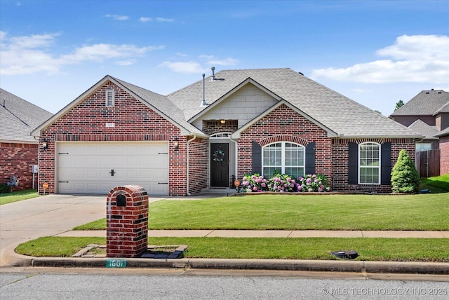 1801 E Montgomery St, Broken Arrow, OK 74012 - view of front of house with brick siding, driveway, a garage, and roof with shingles