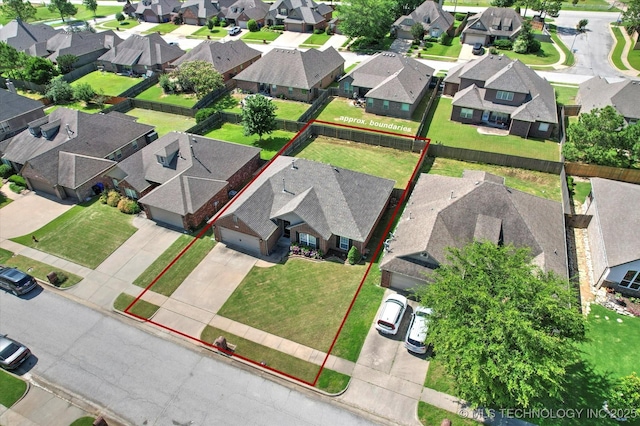 1801 E Montgomery St, Broken Arrow, OK 74012 - aerial perspective of suburban area with property parcel outlined