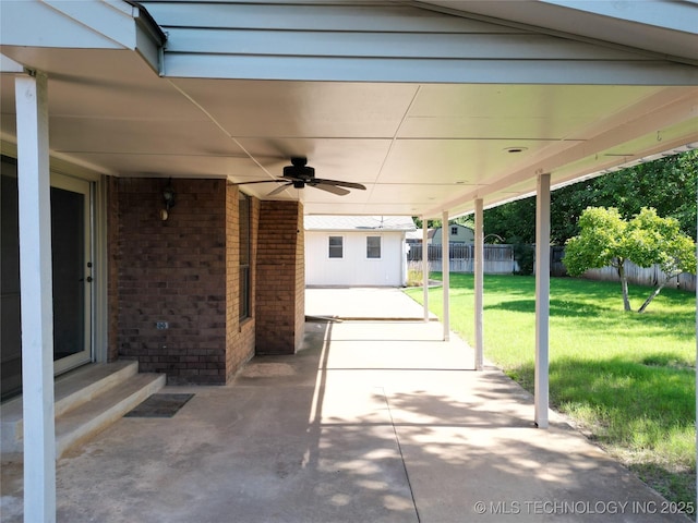 1124 Surrey Dr, Ardmore, OK 73401 - view of patio / terrace featuring entry steps and a ceiling fan