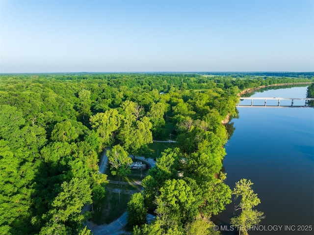 9596 N 447th Rd, Spavinaw, OK 74366 - drone / aerial view of a heavily wooded area and a large body of water