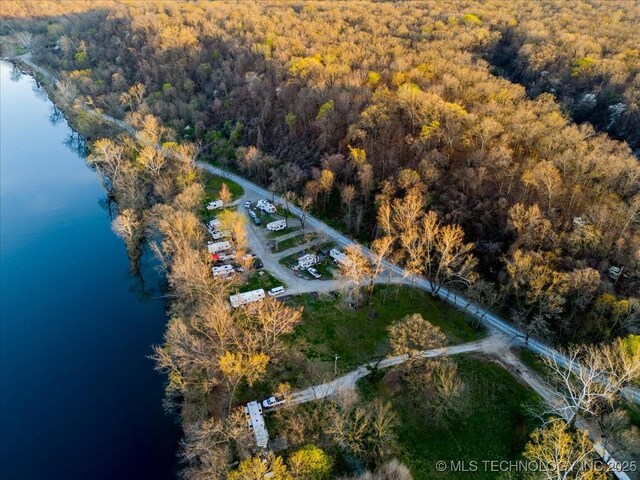 9596 N 447th Rd, Spavinaw, OK 74366 - bird's eye view of a forest and a large body of water