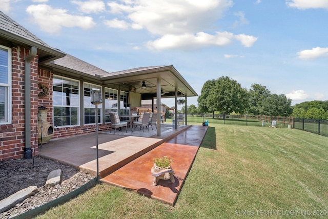 921 S 75th St, Broken Arrow, OK 74014 - view of yard featuring a patio and ceiling fan