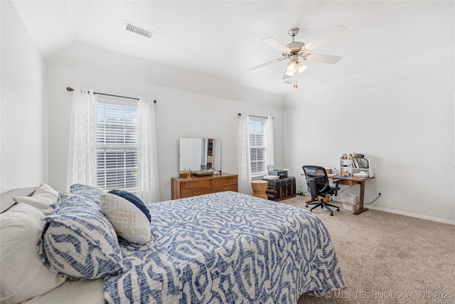 14907 E 88th St N, Owasso, OK 74055 - carpeted bedroom featuring multiple windows, a ceiling fan, and lofted ceiling