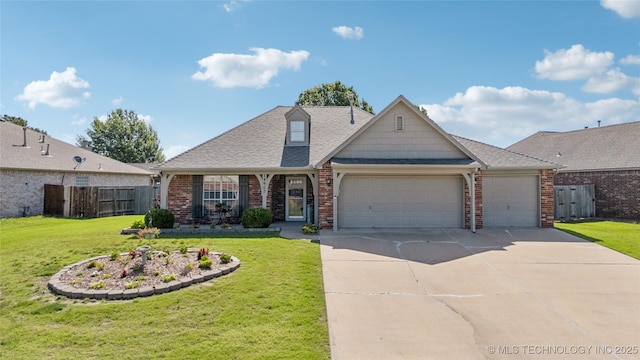 14907 E 88th St N, Owasso, OK 74055 - view of front of property featuring a garage, brick siding, concrete driveway, and a shingled roof
