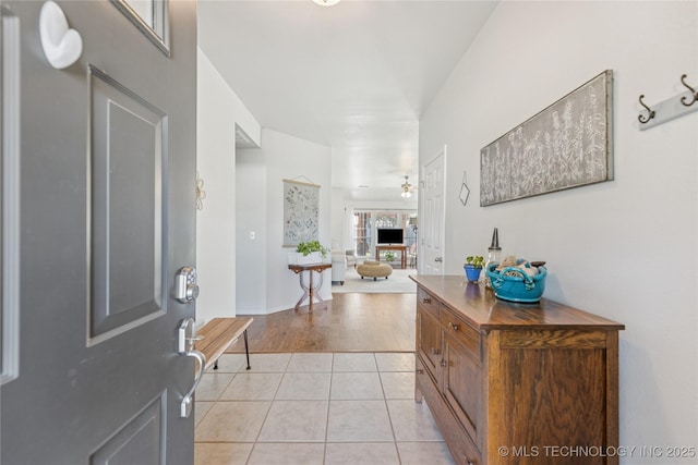 14907 E 88th St N, Owasso, OK 74055 - foyer entrance with ceiling fan and light tile patterned floors