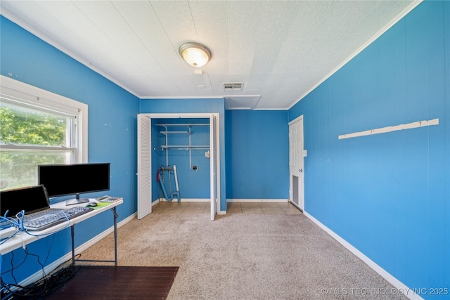 1448 S Darlington Ave, Tulsa, OK 74112 - office area featuring carpet and crown molding