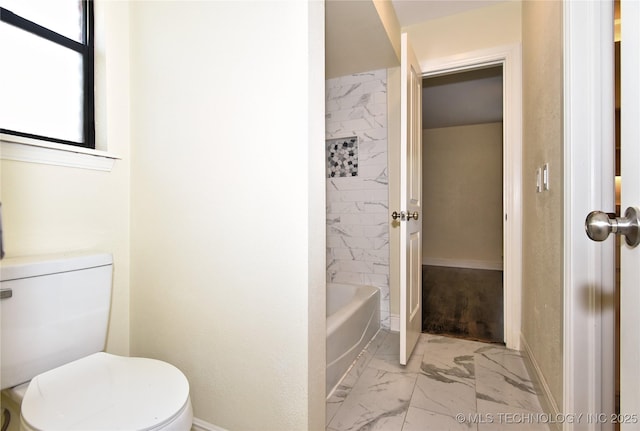 7020 E 89th St, Tulsa, OK 74133 - bathroom featuring marble look tiles and toilet