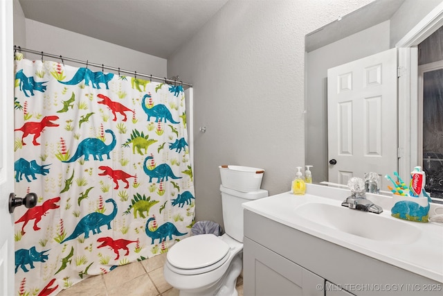 802 NE 9th St, Wagoner, OK 74467 - bathroom with vanity, curtained shower, and tile patterned flooring