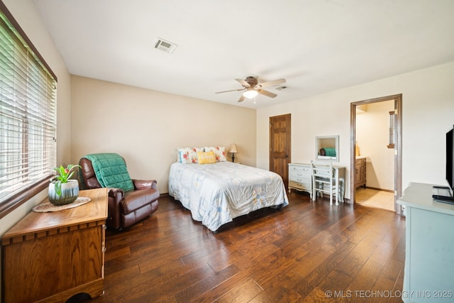 11783 S 252nd E Ave E, Broken Arrow, OK 74014 - bedroom with hardwood / wood-style flooring, ceiling fan, and ensuite bath