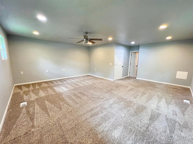 609 E Ward St, Tahlequah, OK 74464 - unfurnished room with recessed lighting, a ceiling fan, and carpet flooring