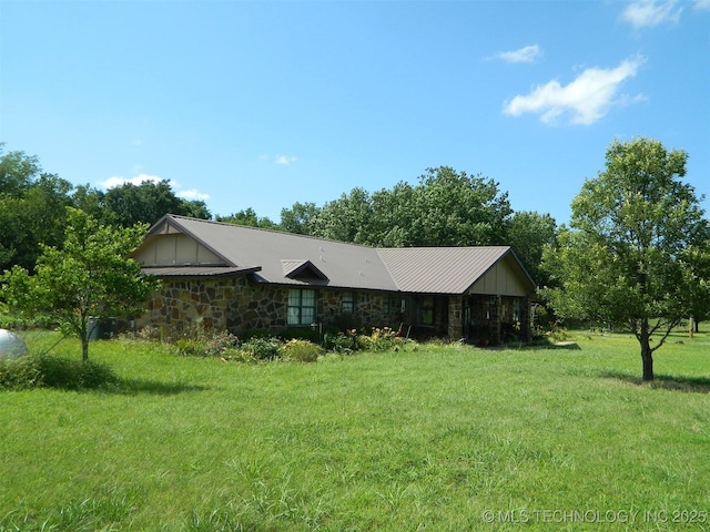 399987 W 3700th Rd, Ramona, OK 74061 - view of front of home featuring stone siding and a front yard