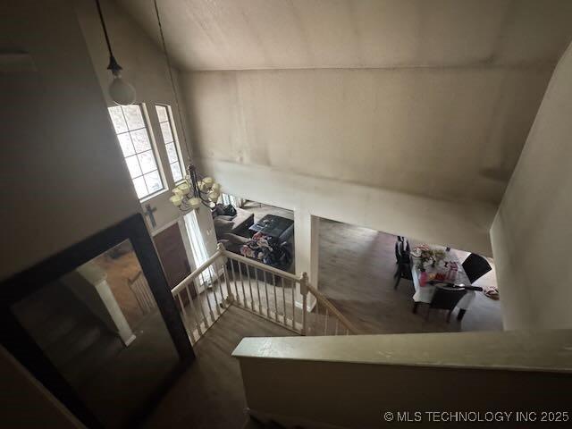 908 S Umbrella Cir, Broken Arrow, OK 74012 - staircase with lofted ceiling