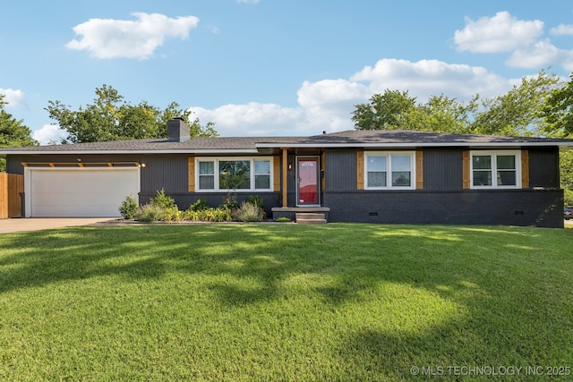 4019 E 37th St S, Tulsa, OK 74135 - single story home with crawl space, a garage, concrete driveway, and a front yard