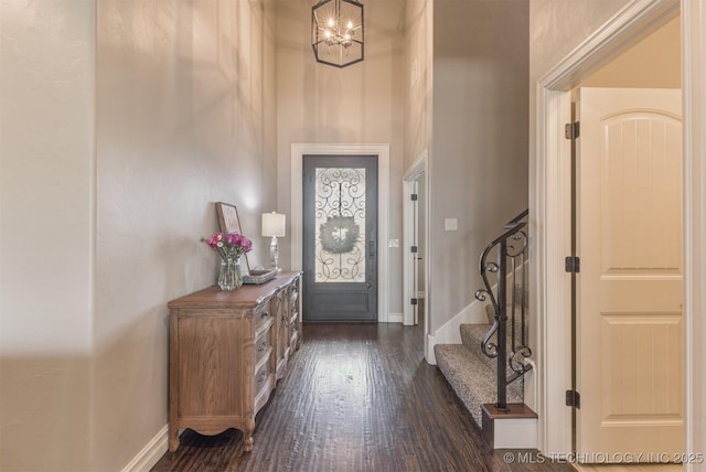 449 E 129th Pl, Jenks, OK 74037 - foyer entrance with dark wood-type flooring, stairway, and a towering ceiling