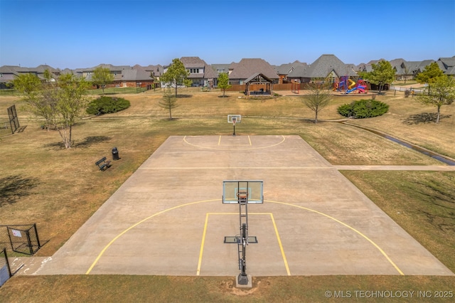 449 E 129th Pl, Jenks, OK 74037 - view of basketball court featuring community basketball court, a residential view, and a yard