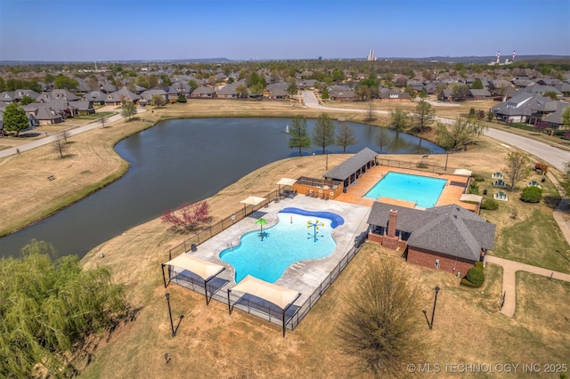 449 E 129th Pl, Jenks, OK 74037 - aerial perspective of suburban area featuring a pool and a large body of water